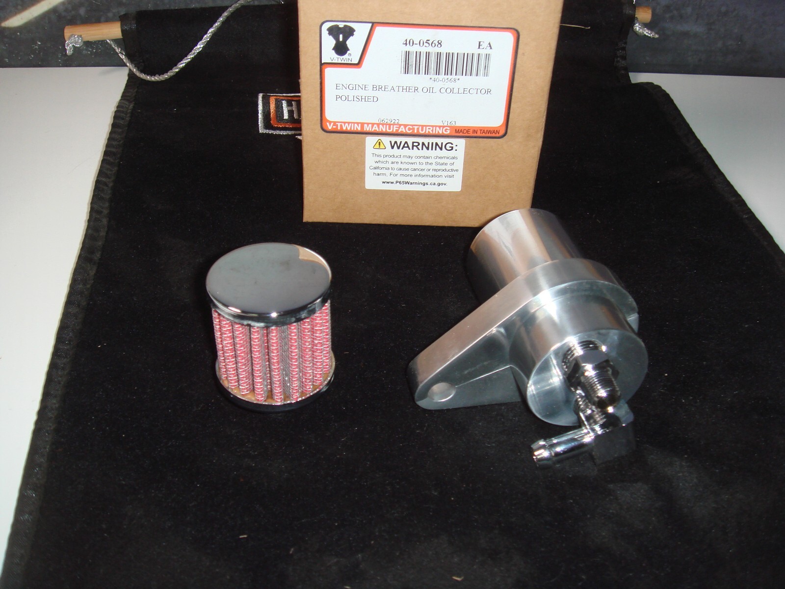 Motorcycle Engine Oil Breather Collector Bright Finish V-Twin 40-0568 Custom X3