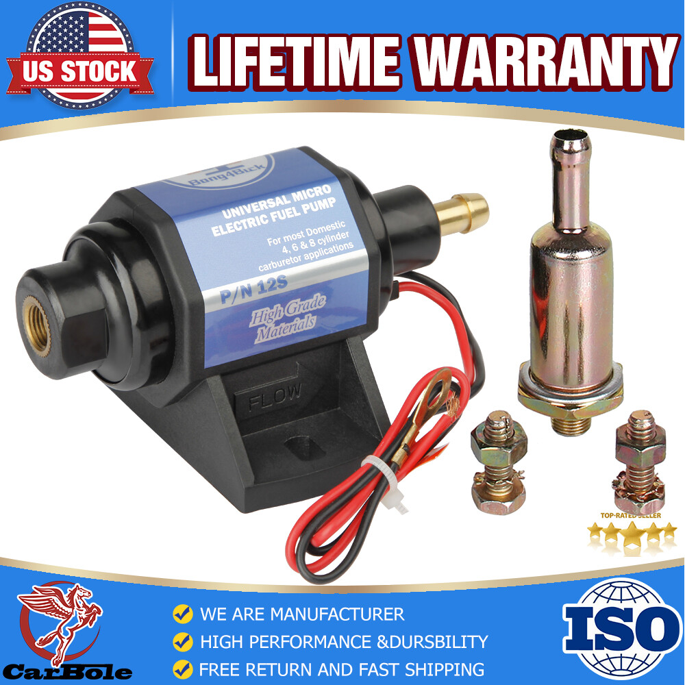 Universal 12S Micro Electric Gas Fuel Pump 35 GPH 4-7 PSI External w/ Carburetor