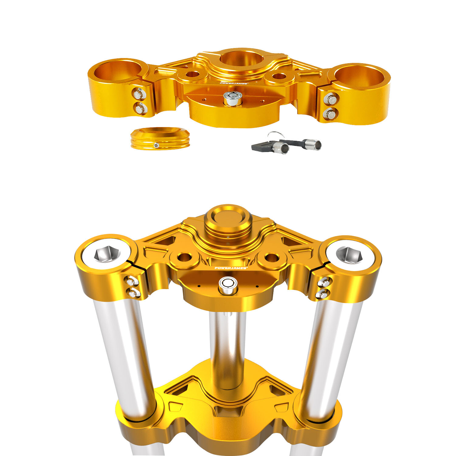 Gold Top Upper Triple Tree for Harley Touring Road Glide Special Ultra FLTRX 15+