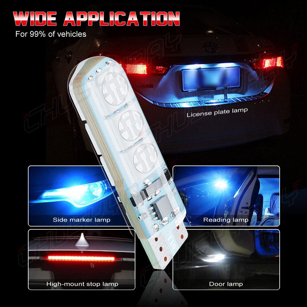 LED T10 Remote Control W5W Wedge RGB Color Changing Car Light Bulbs 6SMD 5050