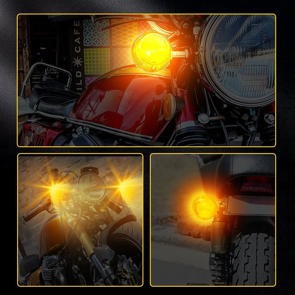 Universal Turn Signal Indicators Lights Pair For 12V Motorcycles/Motorbikes 10mm