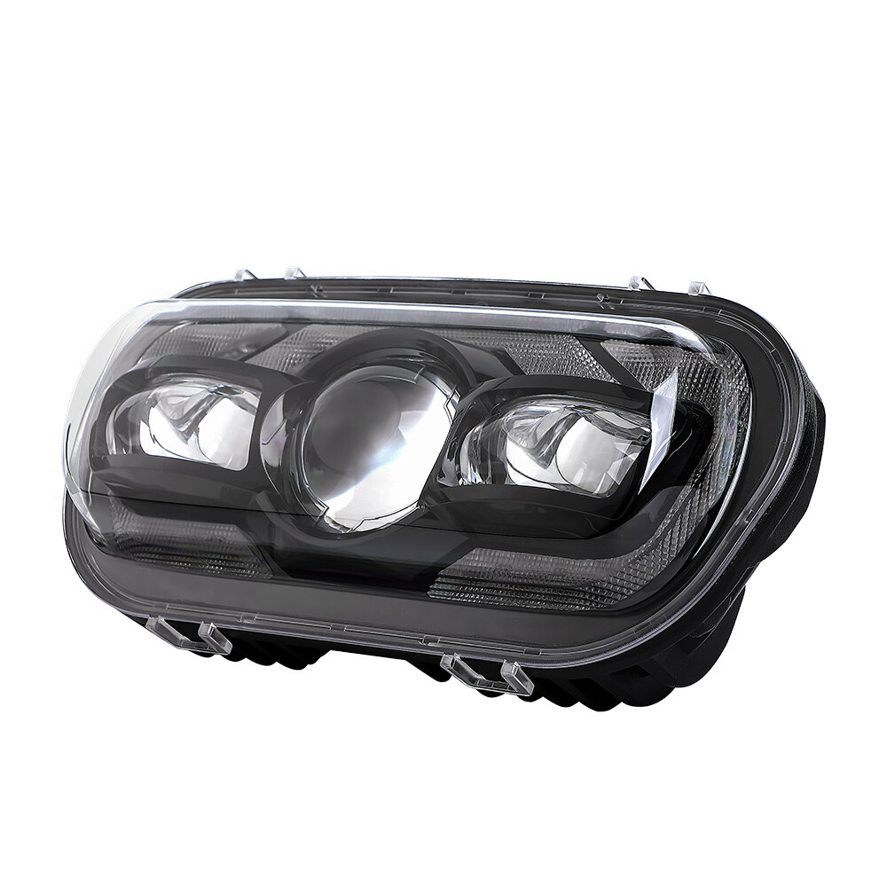 DOT 120W LED Headlight High Low Sealed Beam Black With Halo DRL For FatBob 08-19