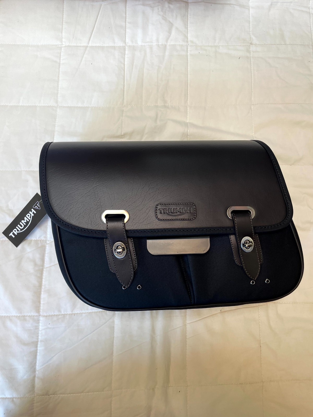 OEM Triumph Bonneville T120 T100 Black Waxed Cotton Pannier Bag LHS A9518291