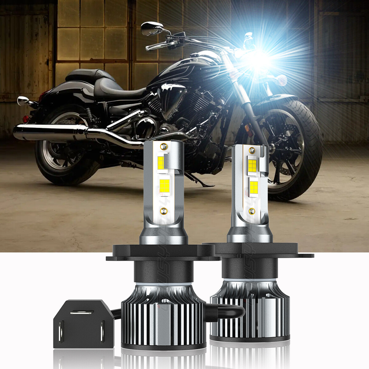 High Power HID LED Headlight H4 Bulbs for Yamaha V-Star (ALL) 1998-2017 Lights