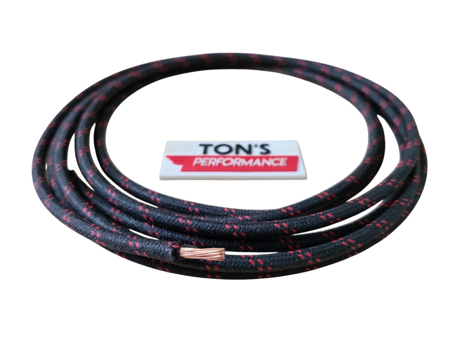 10 feet Vintage Braided Cloth Covered Primary Wire 10 gauge 10ga ga Black Red