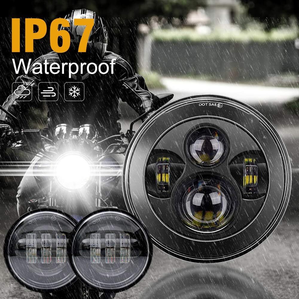 7″inch LED Headlight+4.5″ Passing Lights For Harley Davidson Touring Road King