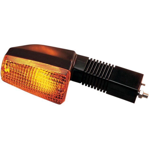 K&S DOT Turn Signal Assembly Dual Filament Front Long Black Amber #25-3105