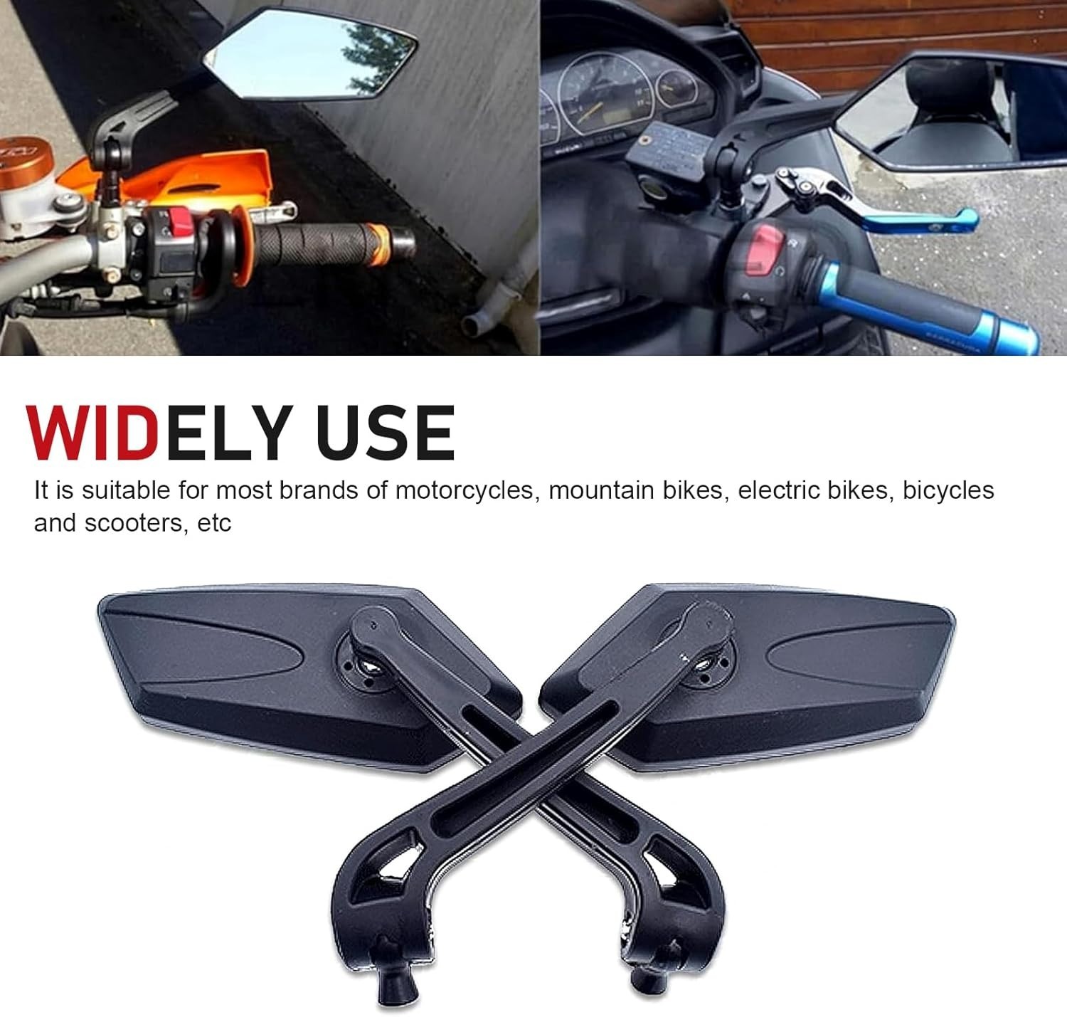 High-Definition Convex Motorcycle Rear View Mirrors – 360 Adjustability Included