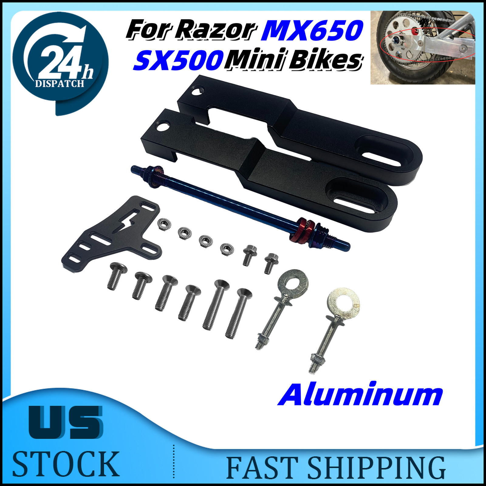 For Razor MX650 SX500 Mini Bikes Aluminum Bolt on Swing Arm Extension Kit 3″-4″