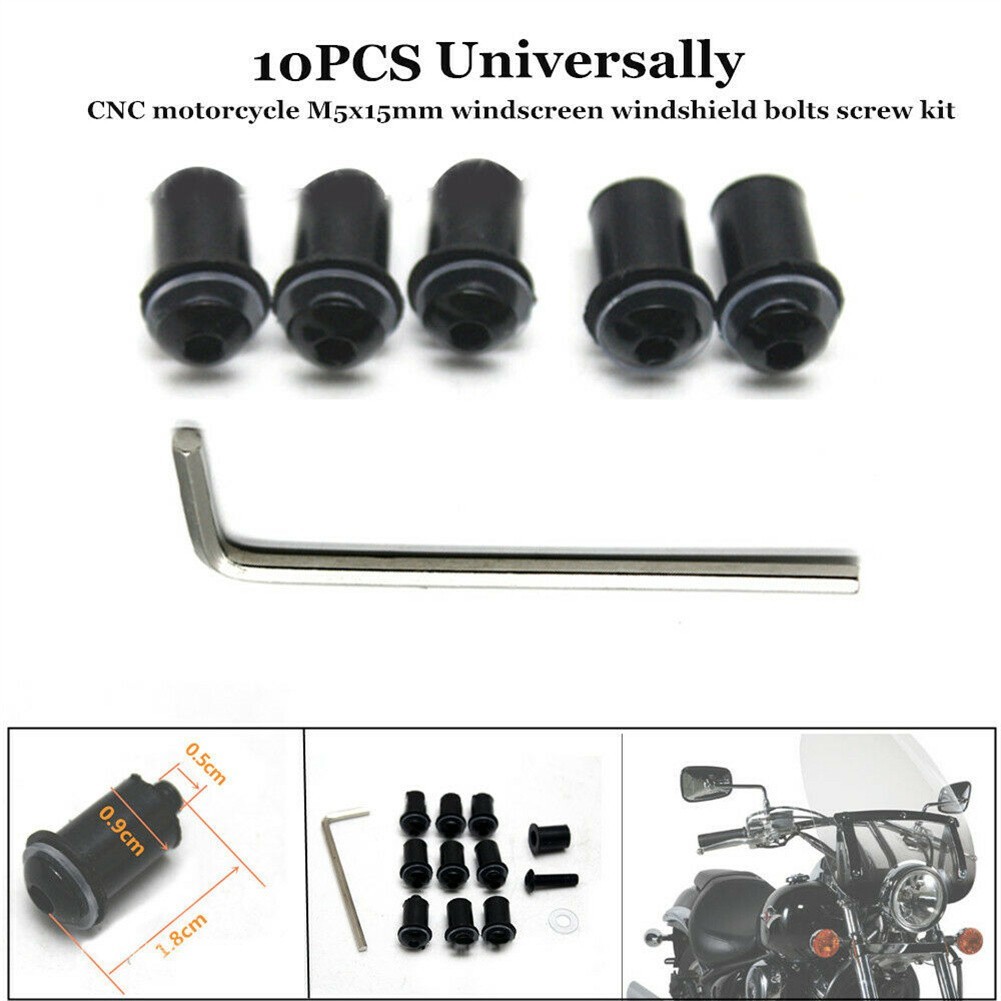 Screw Kit CNC Bolt Strength Windscreen Windshield 10 Set Aluminum+plastic