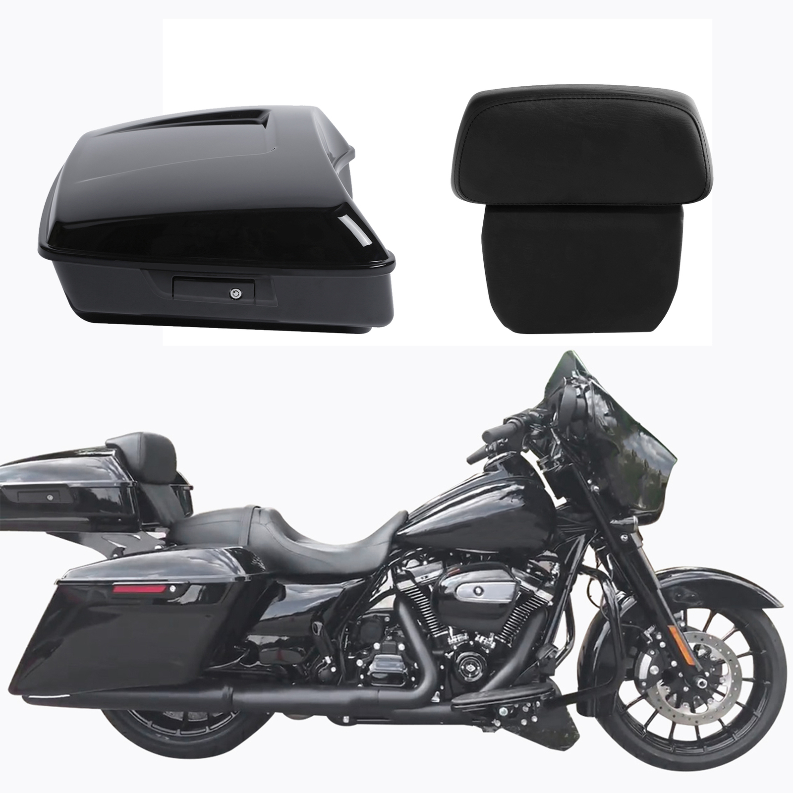 Fit For Harley Tour Pak Street Road Glide 14-23 Chopped Pack Trunk W/ Backrest