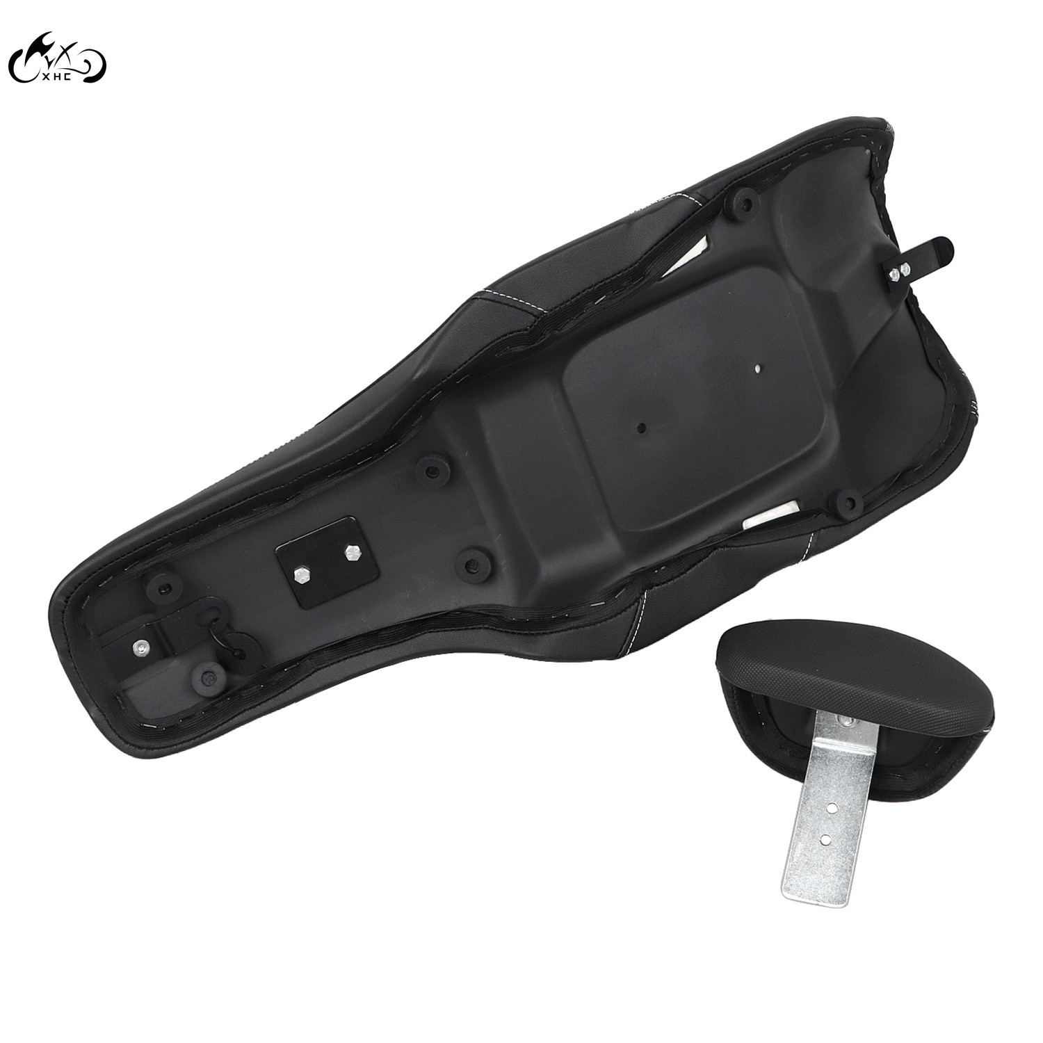 Driver Passenger Seat White Line w/ Backrest For Harley Street Glide Road King