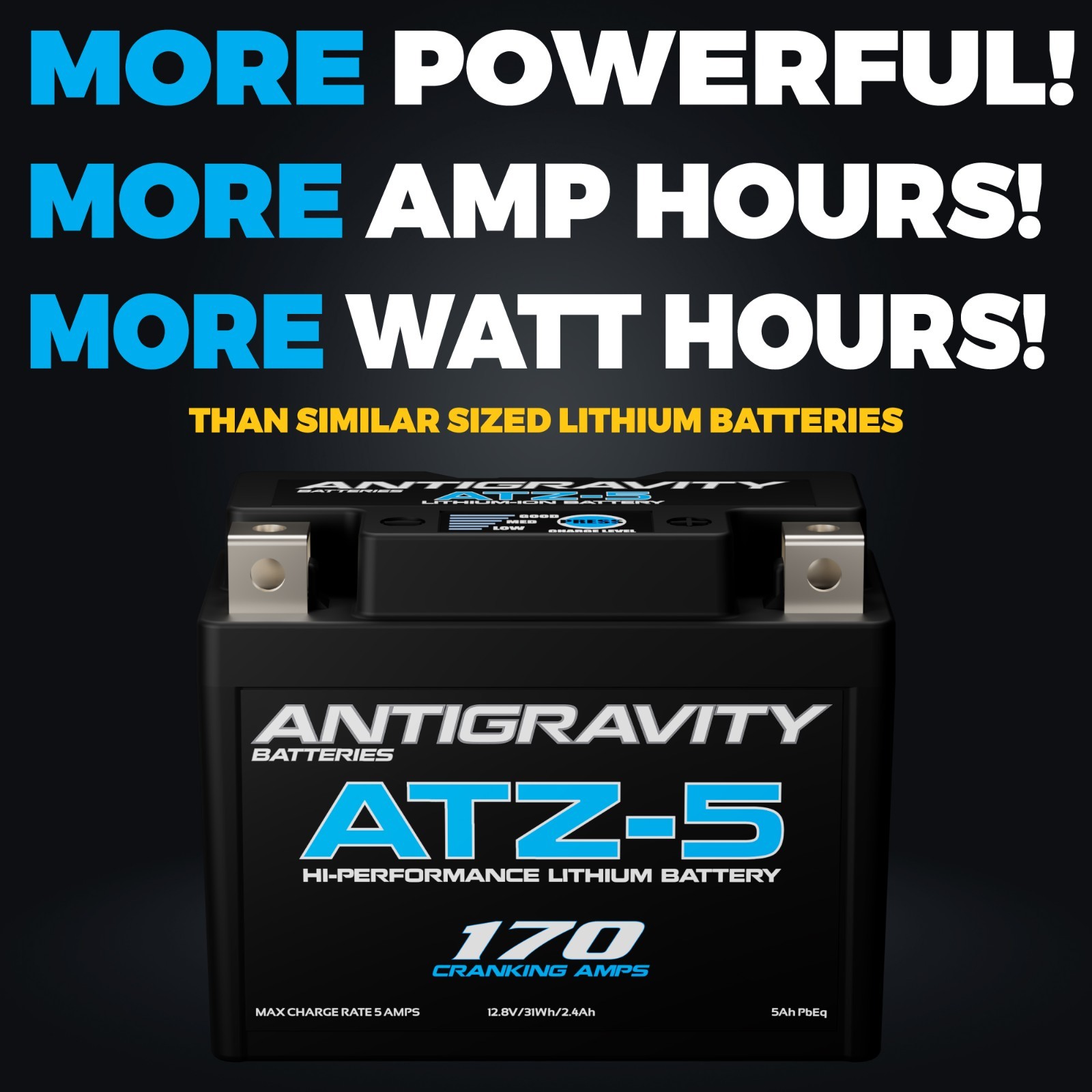 Antigravity ATZ-5-X Lithium Motorcycle Battery Replaces YTZ5S YTZ7S BTZ5S