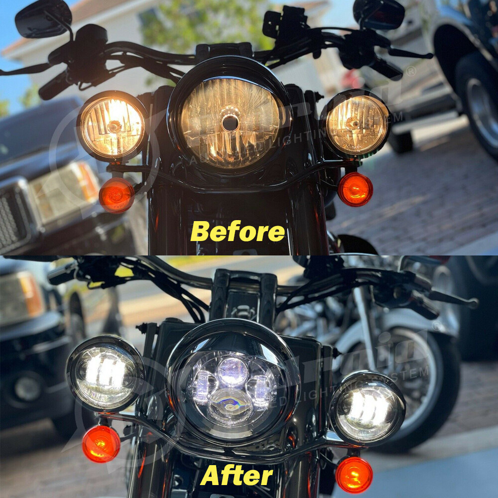 7″inch LED Projector Chrome Hi/Lo Headlight For Harley Street Glide Softail FLHX