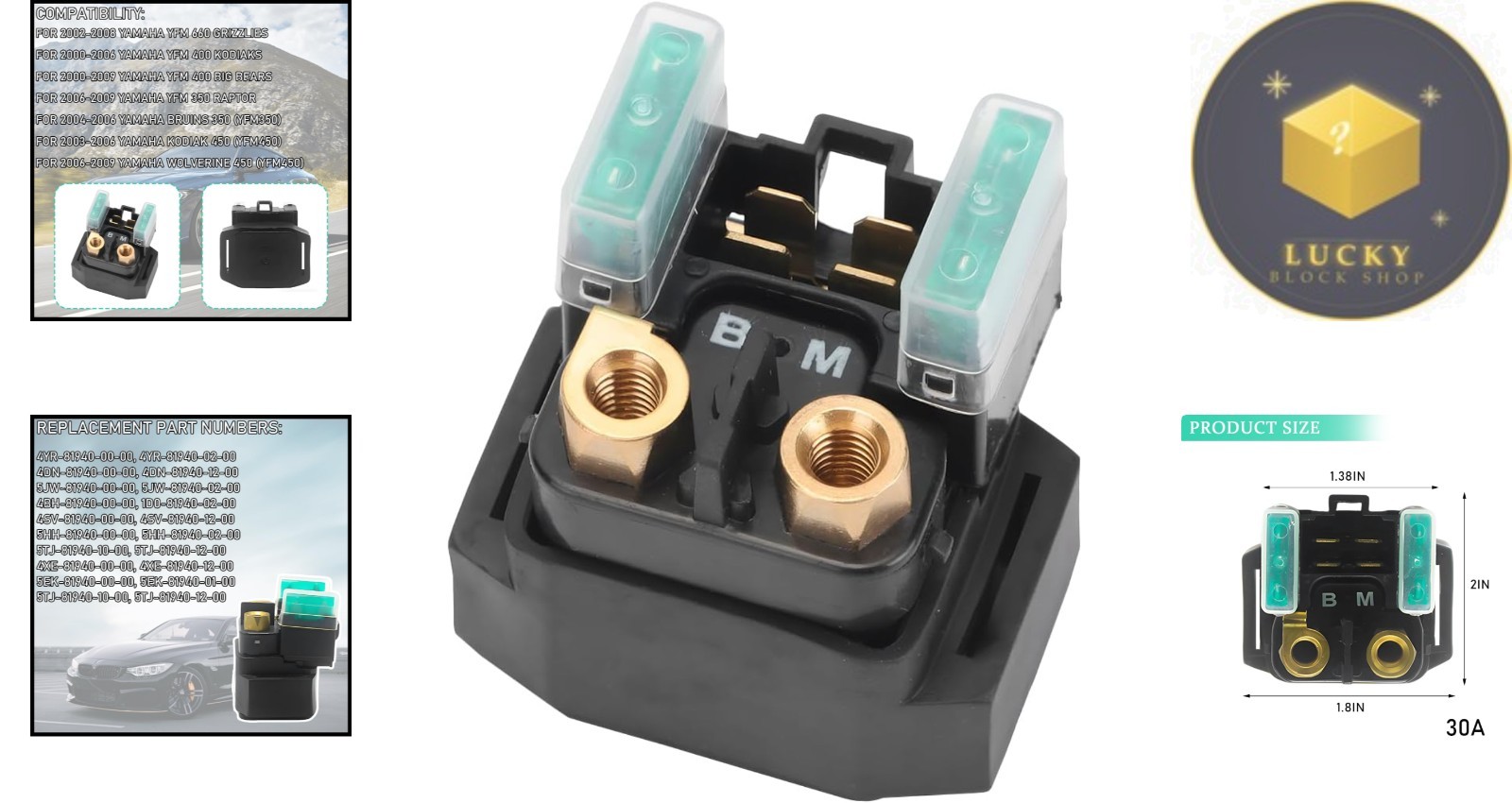 Reliable ATV Solenoid Relay Replacement – Fits Various YFM Models, Easy Install