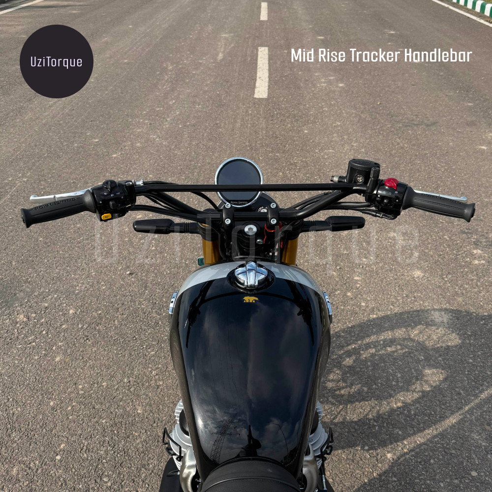 Mid Rise Tracker Handlebar Fit For RE Bear 650 (With Extended Cables) (Black)