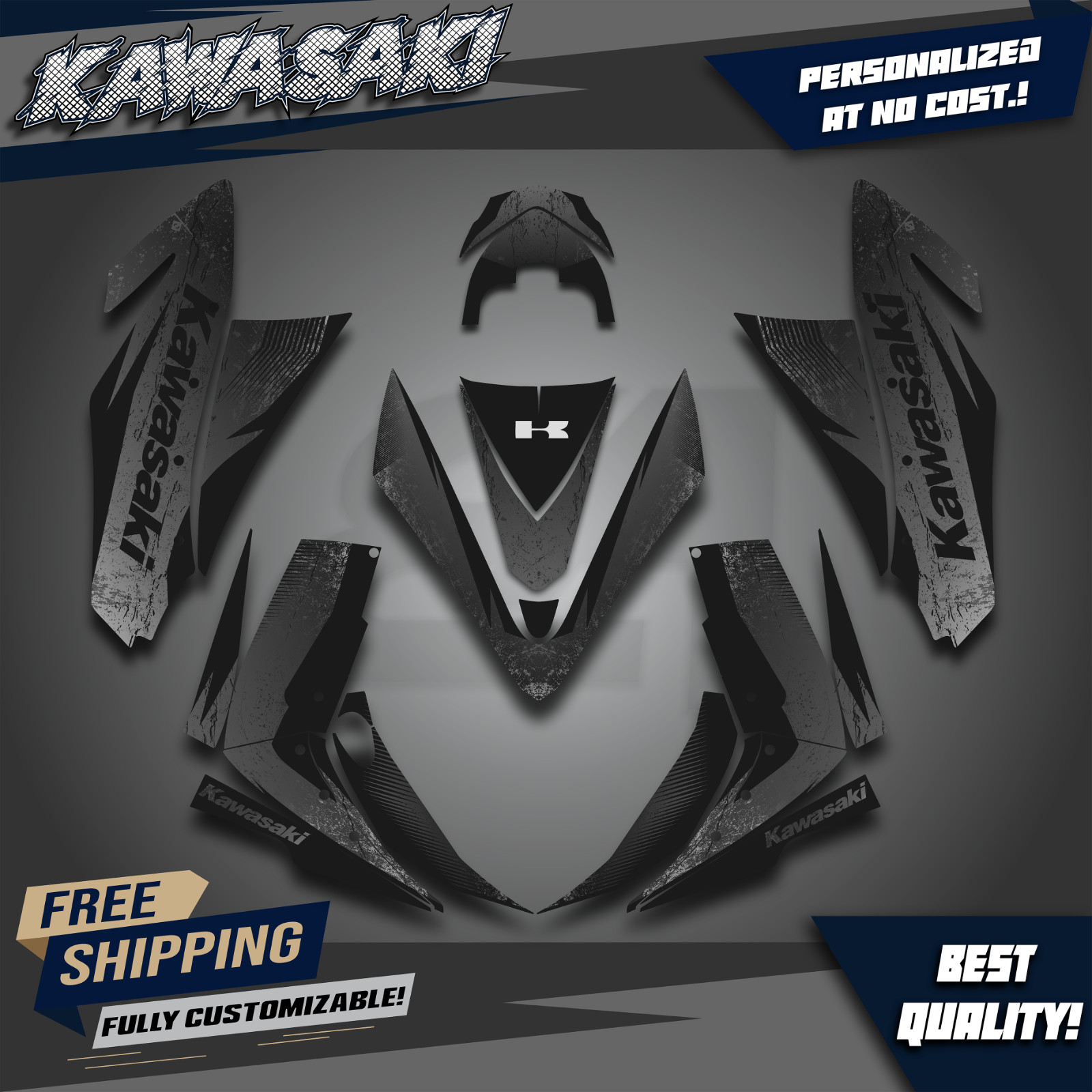 Kawasaki KFX 450R – 2008 – 2014 Graphics kit stickers decals ATV UTV