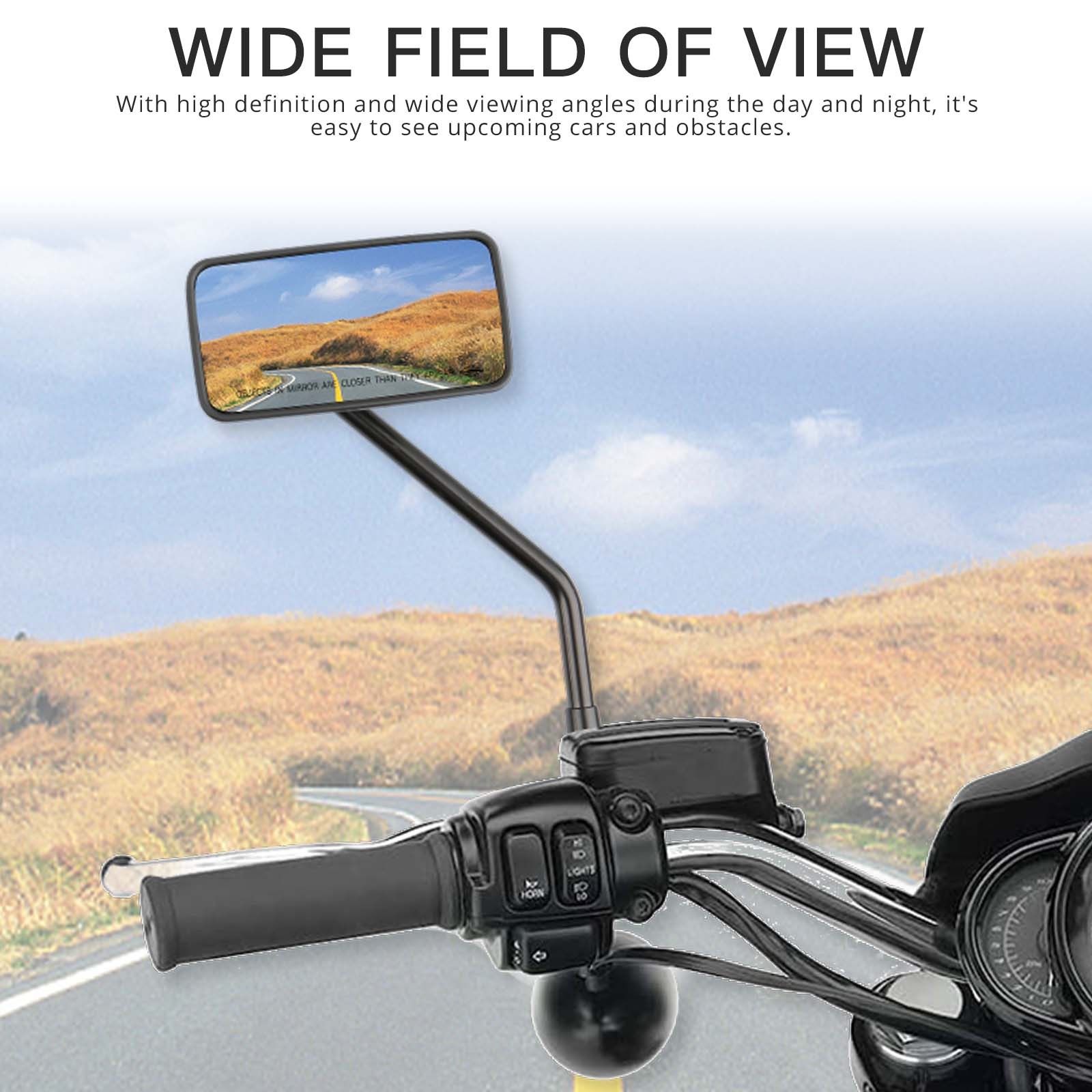 8mm 10mm Black Motorcycle Rear View Mirrors Rectangle For Vanderhall Auto Cycle