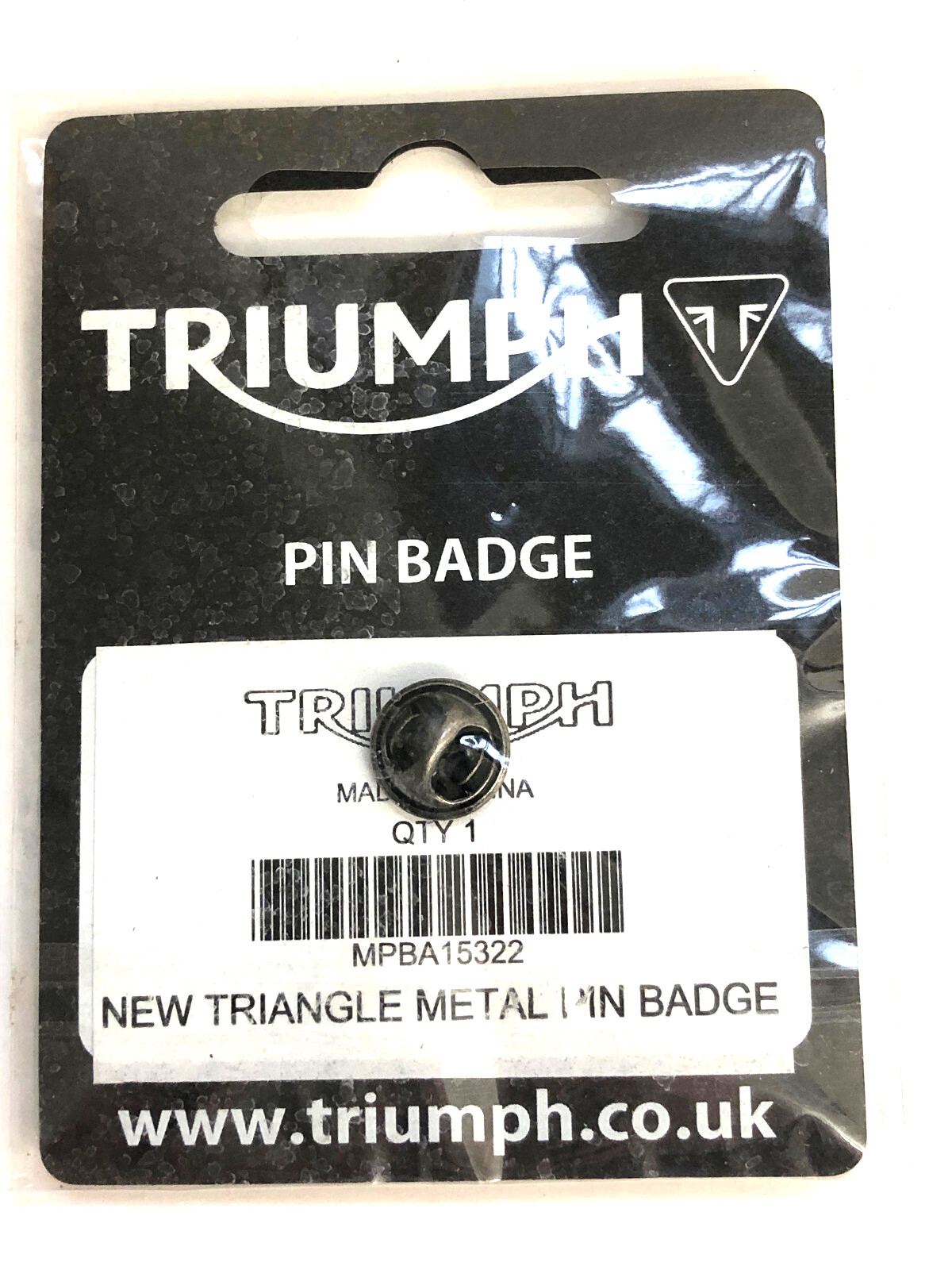 Genuine OEM TRIUMPH New Triangle Metal Pin Badge P/N MPBA15322