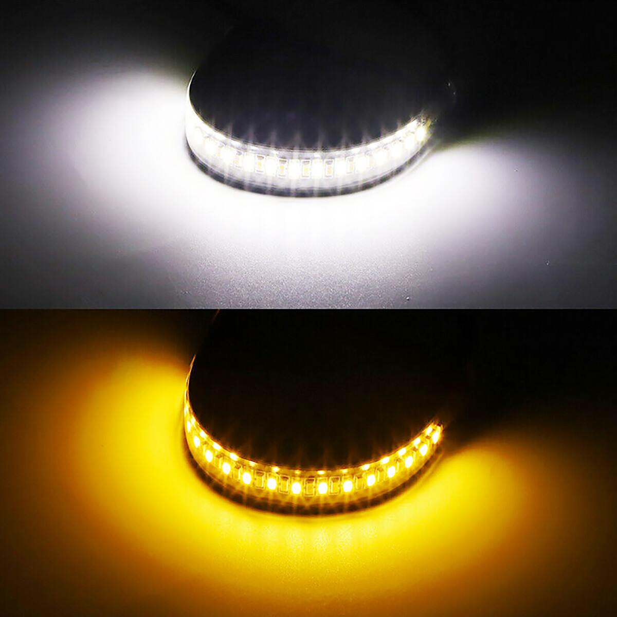 2x Motorcycle LED Strip DRL White Light Amber Sequential Turn Signal Switchback