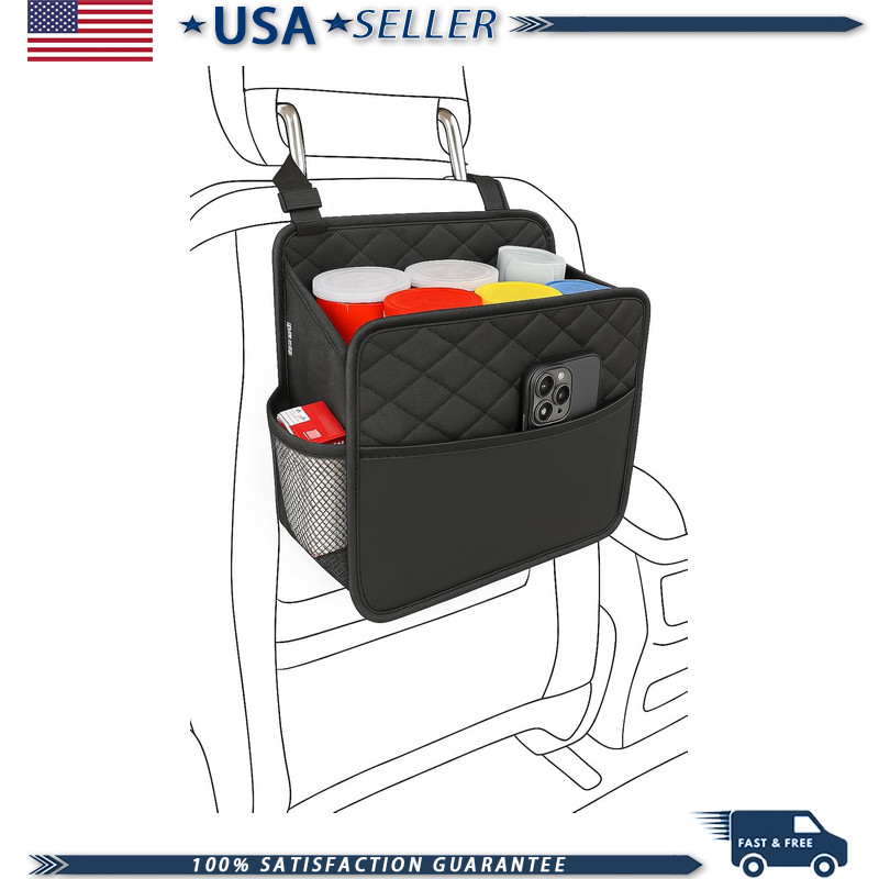 Car Seat Organizer Storage Pockets, Hanging Trash Bag