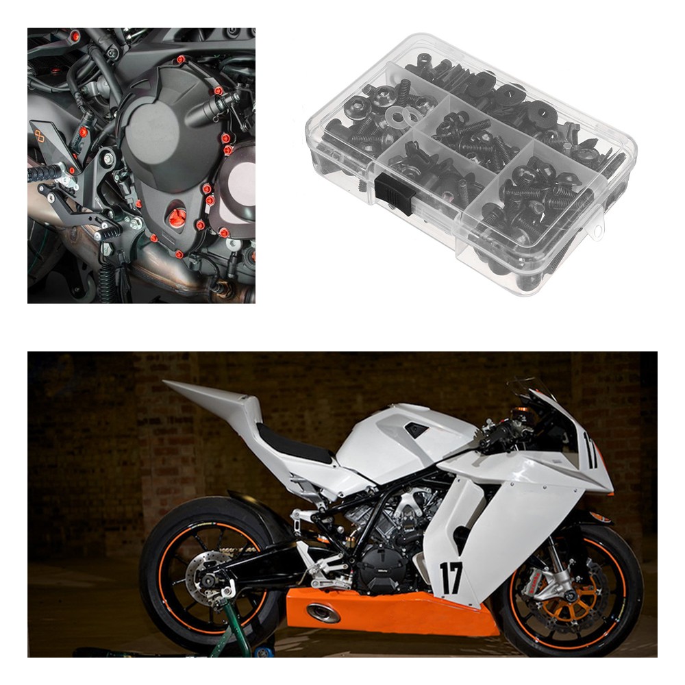 195PCS Motorcycle Complete Bolt Fairing Kit Body Screw Set Parts Accessories
