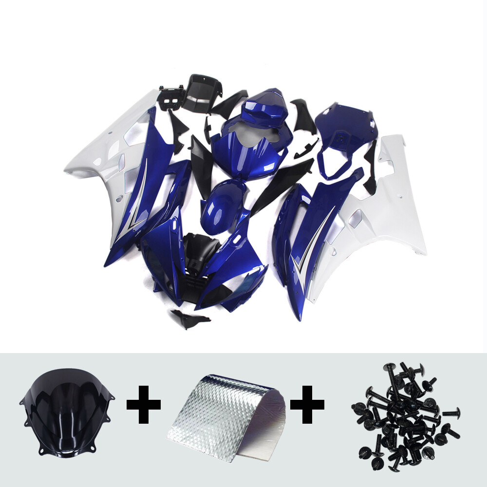 Injection White Blue Fairing Kit for 2006 2007 Yamaha YZF R6 06 07 ABS Bodywork