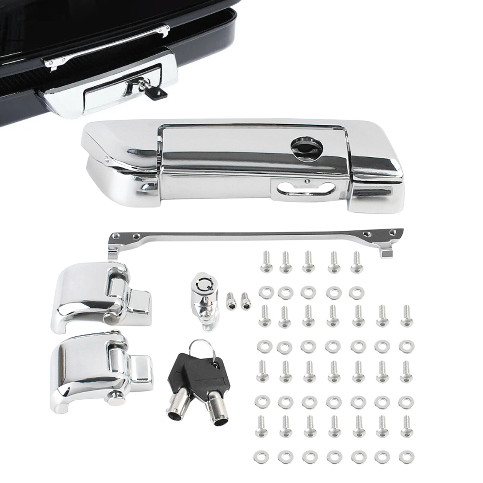 Chrome Pack Trunk Latches Key Hinges For Harley Tour Pak Touring FLT 2014-2024
