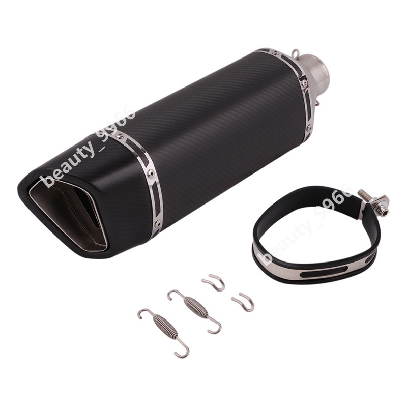 Carbon Fiber 51mm Universal 470mm Muffler Tail Tip Motorcycle Exhaust Pipe Black