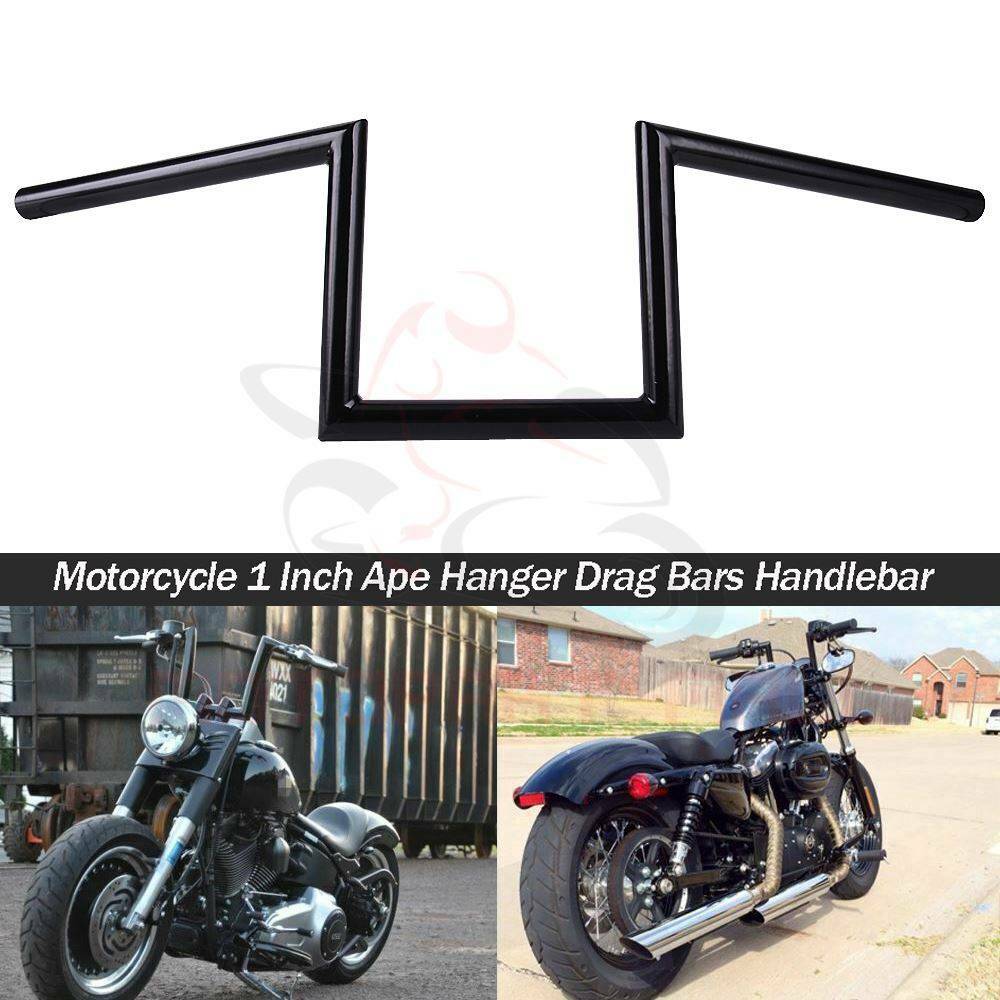 1″ Motorcycle 8″ & 10-1/2″ Rise Ape Hanger Handlebars Z-Bar Drag Bars For Harley