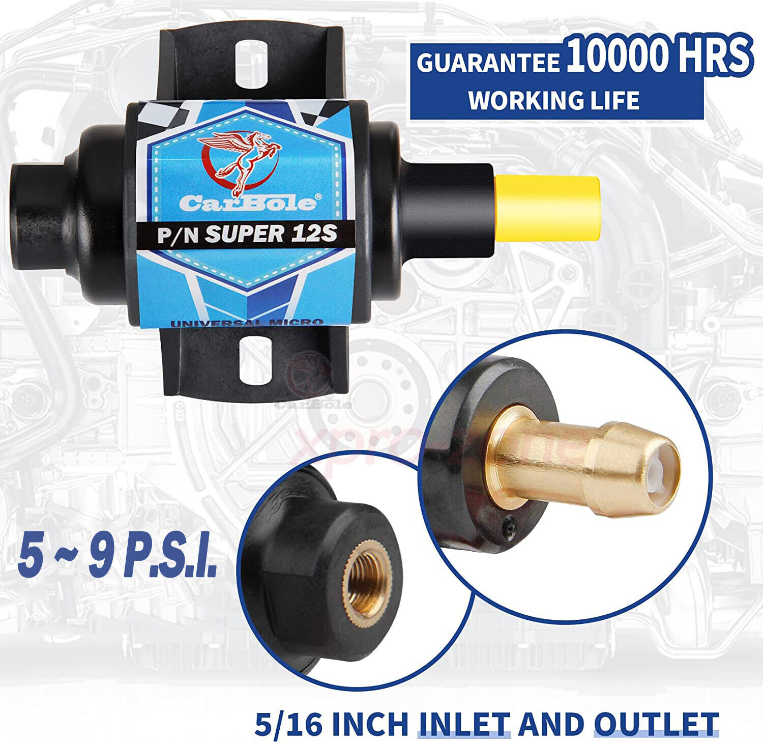 Universal 12S 4-7 PSI Fuel Pump 35 GPH For Most 4,6 & 8 Cylinder Carburetor USA