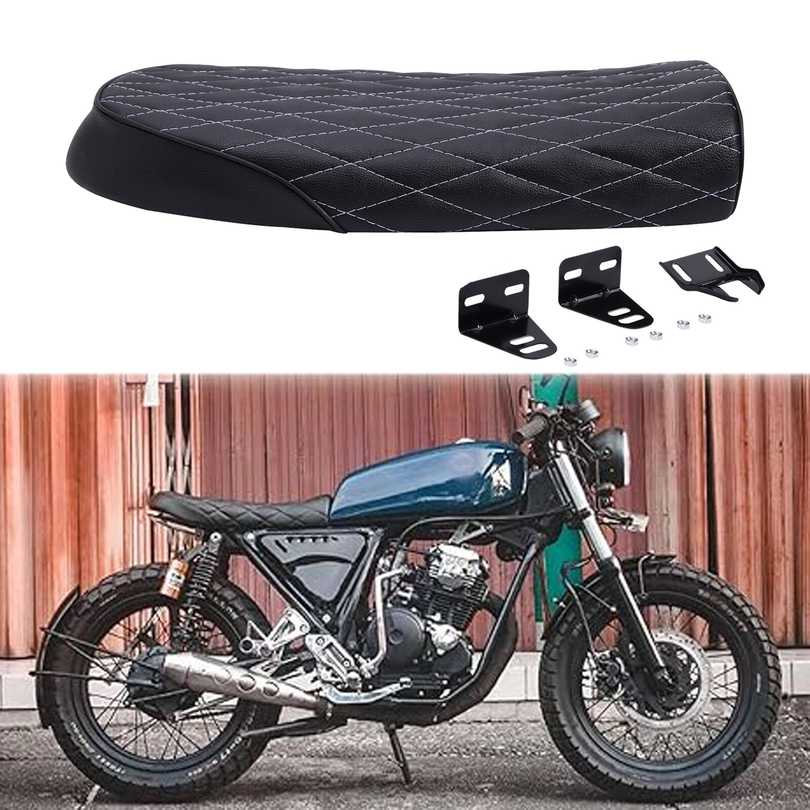 Motorcycle Vintage Seat Flat Brat Saddle For Yamaha Honda Suzuki GS Cafe Racer