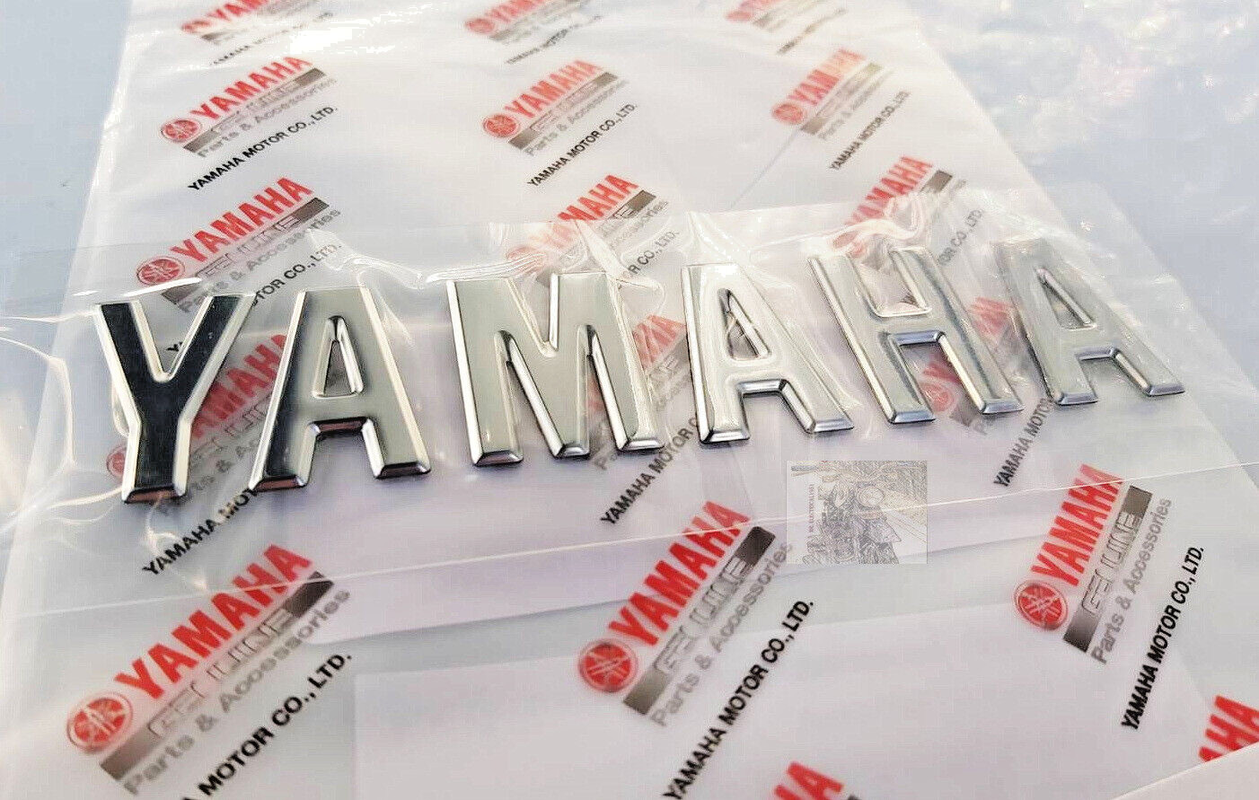Yamaha Logo Emblem 3D Silver Sticker PVC 120mm x 28mm for motorcycle New
