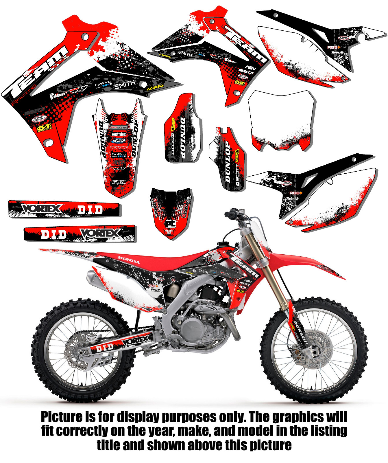 1996-2002 HONDA CR 80 GRAPHICS KIT DECALS DECO CR80 80R 2001 2000 1999 1998 1997
