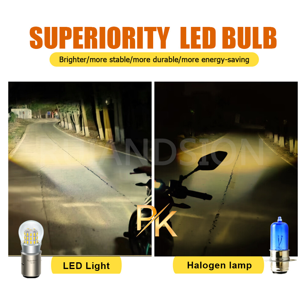 Ruiandsion BA20D LED Bulb Motorcycle Headlamp H6 Car DRL Hi Lo Beam 10-30V 4300K
