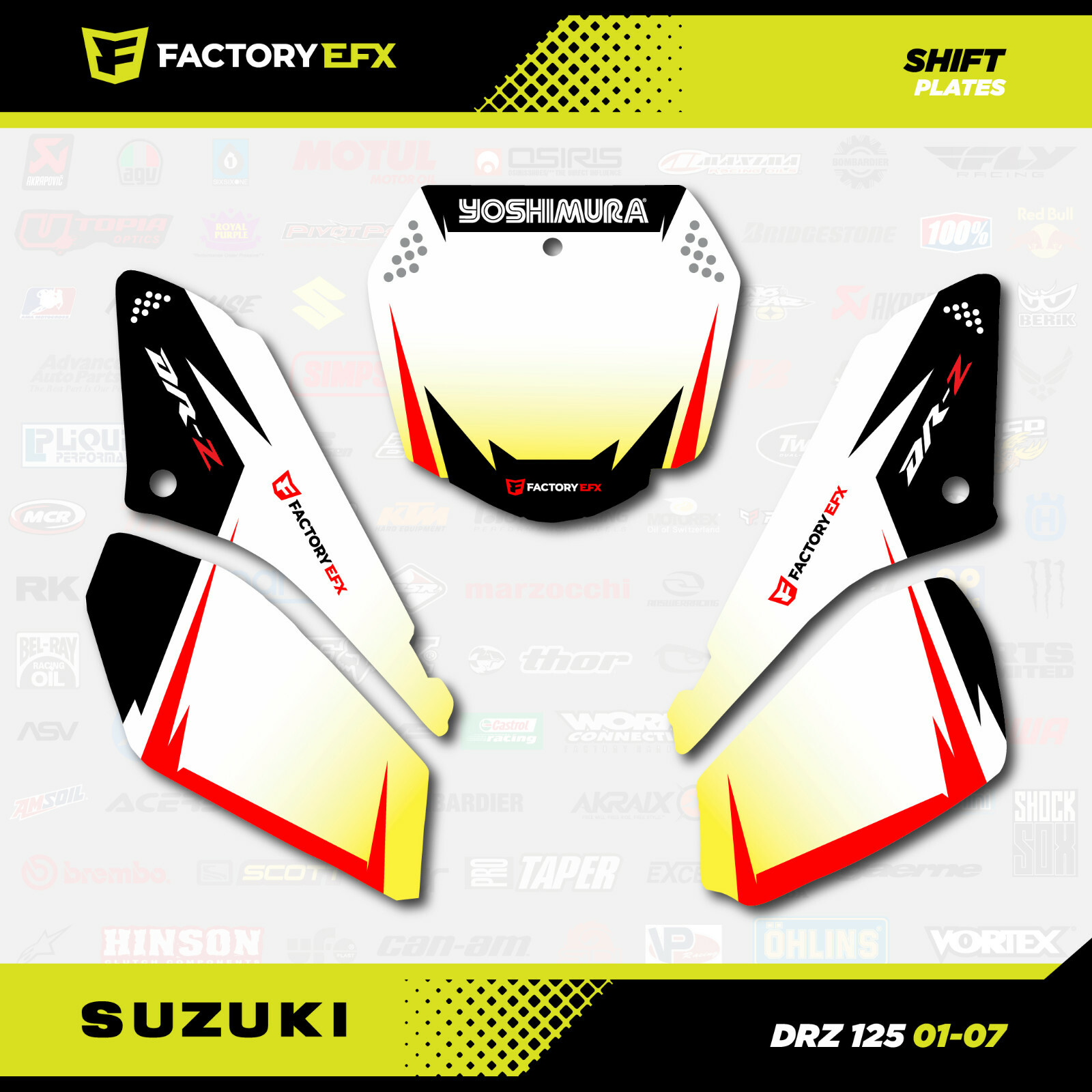 Racing Graphic Kit fits Suzuki DRZ125 01-07 DRZ 125 SHIFT Graphics Decal MX Dirt