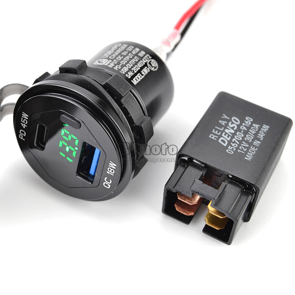 Dual Type C USB Charger For Kawasaki Versys 650 2022-2024 12/24V Socket Adapter