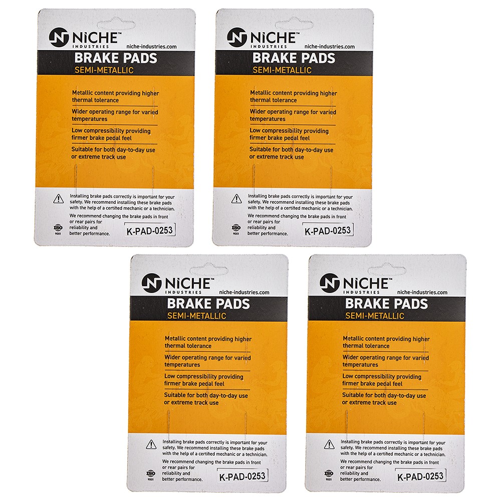 NICHE Brake Pad Set for Yamaha YZF R3 1WD-25806-00-00 Rear Semi-Metallic 4 Pack
