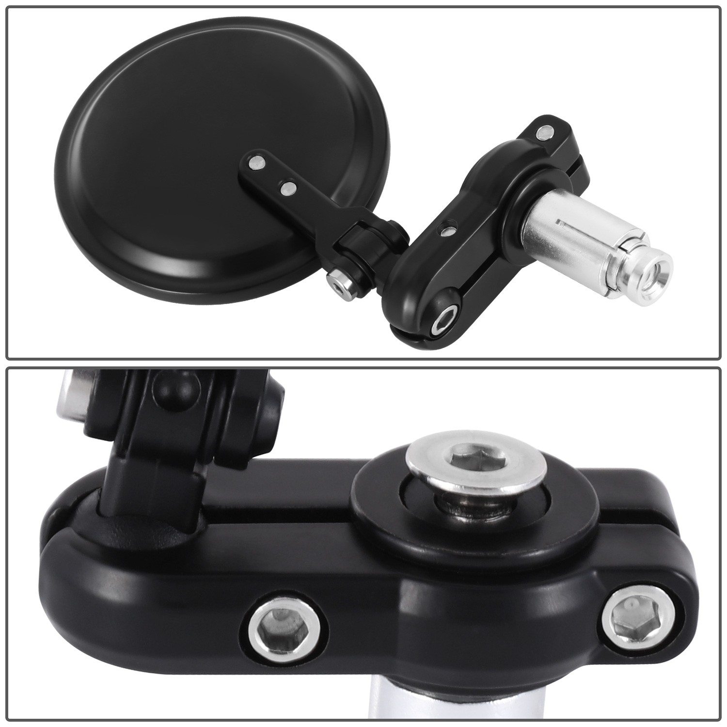 For Universal Naked Bike Cruiser Convex Round Side View Mirrors 3inch Bar-end