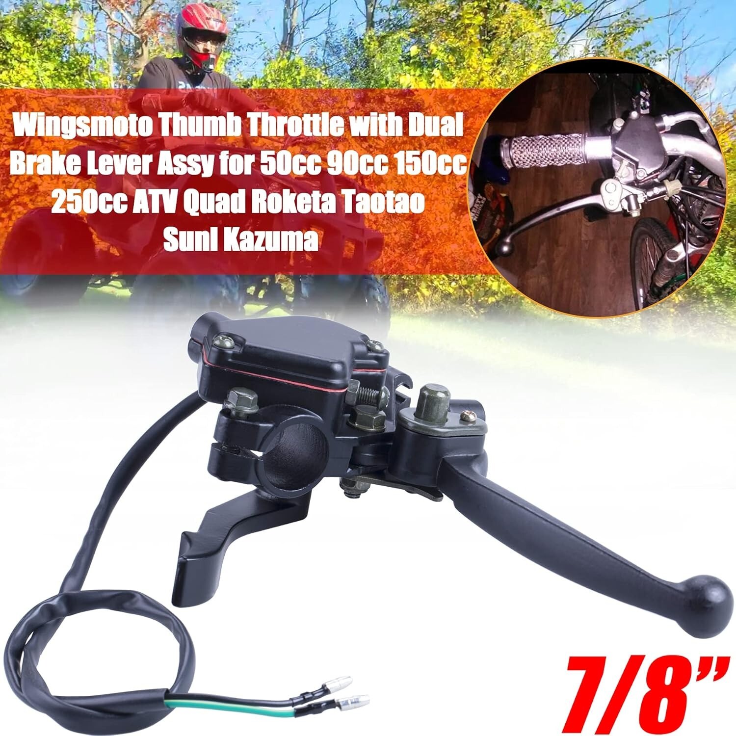 Brake Lever with Thumb Throttle Controller ATV Quad Bike 50cc 110cc 125cc Taotao