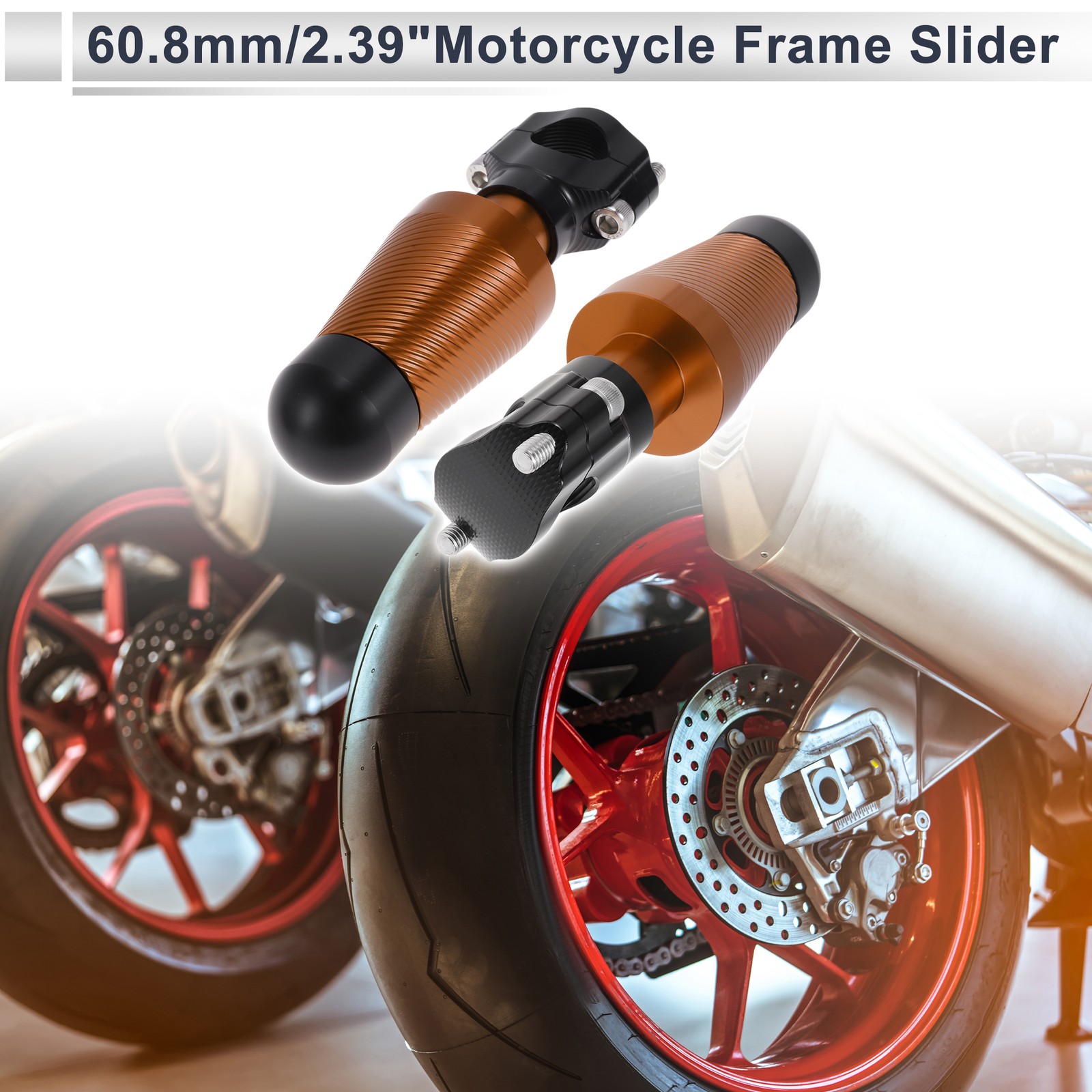 0.87″-1.1″ Aluminum Alloy Motorcycle Slider Frame 2 Pcs screw 2 Set Orange