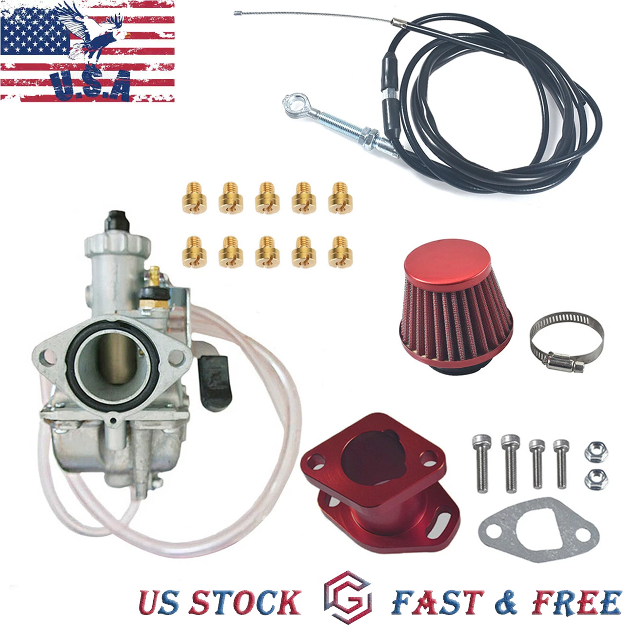 VM22 Carburetor Jet Throttle Cable Kit For Predator 212cc 196cc Clones Go Kart