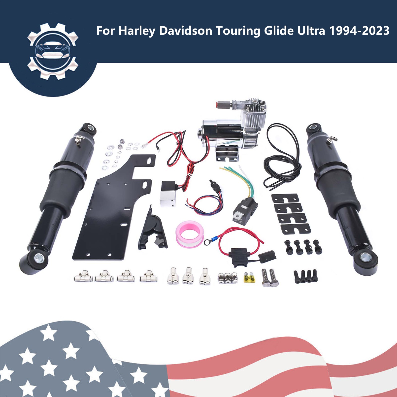 Motorcycle Rear Air Ride Suspension Set Fits Harley-Davidson Touring Glide 94-23