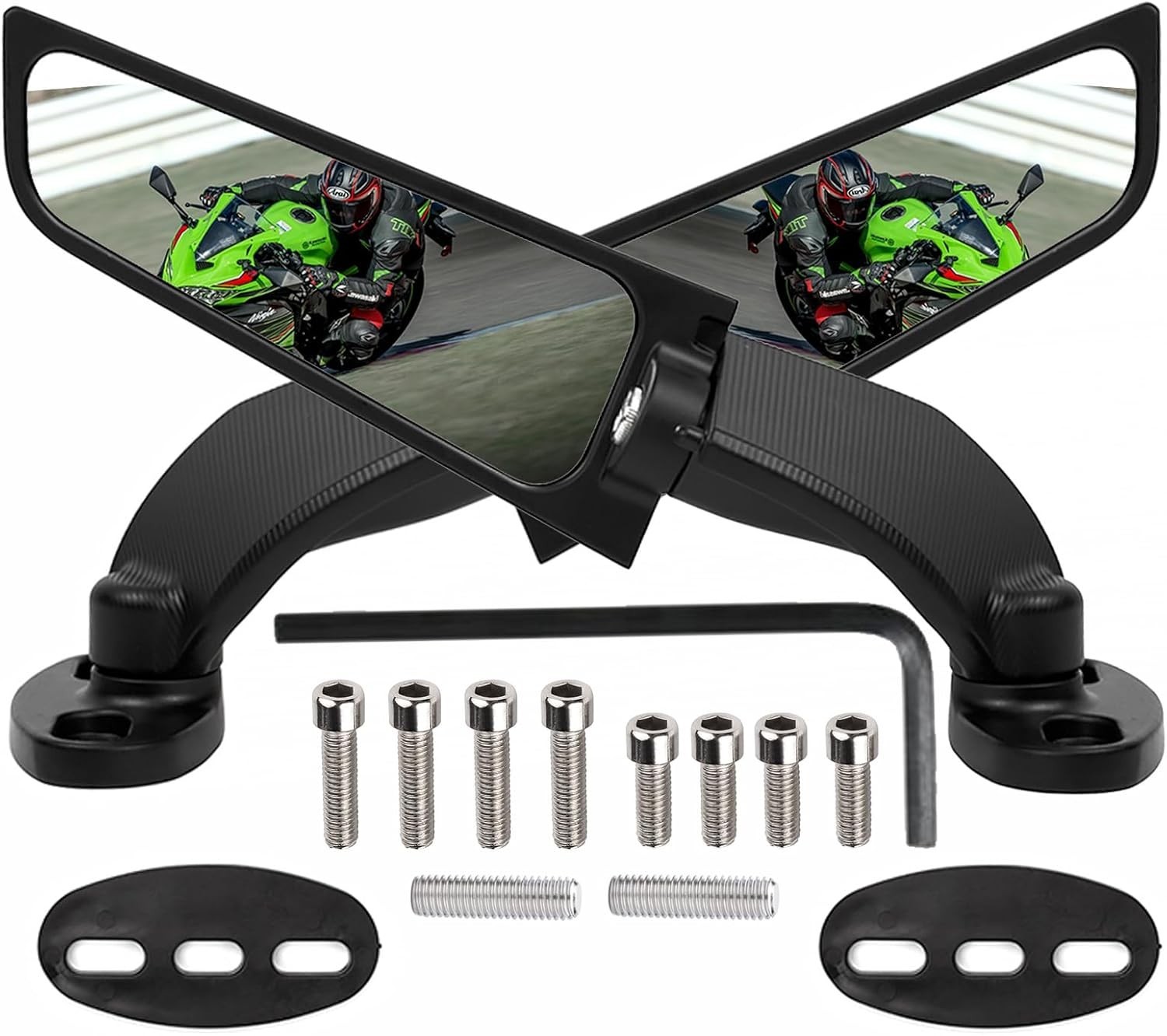 Motorcycle Mirrors Rearview Stealth Mirrors for 2025 Ninja 500 400 650 30