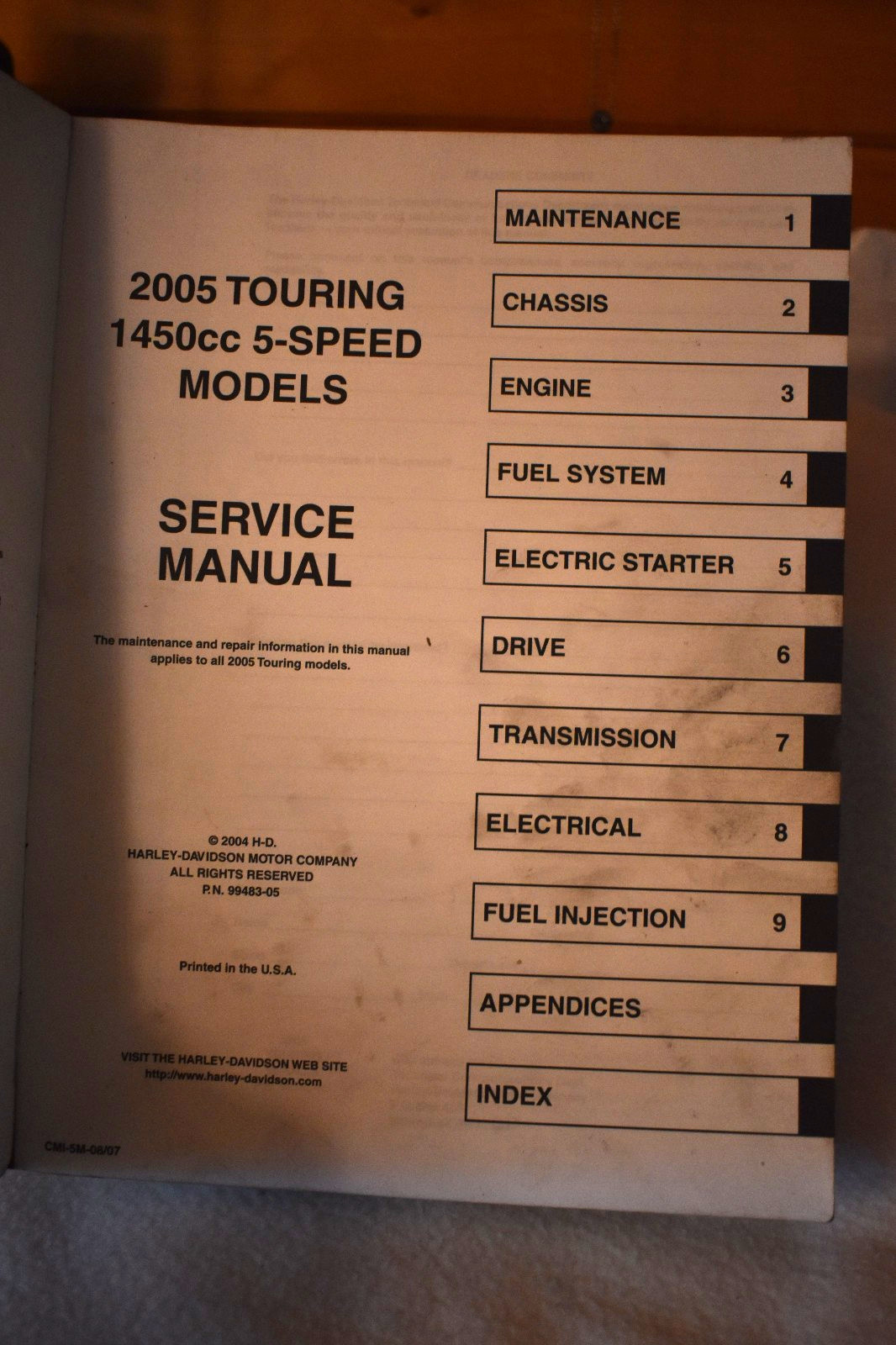 HARLEY DAVIDSON TOURING MODELS 2005 SERVICE MANUAL 99483 – 05