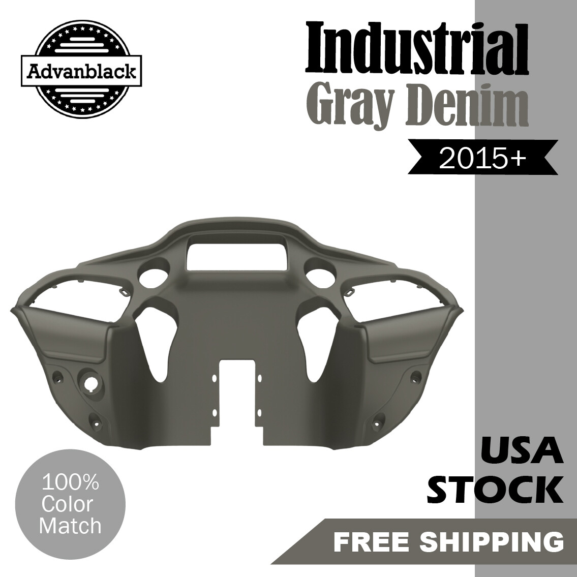 Advanblack Industrial Gray Denim Inner Fairing Fits 15+ Harley Road Glide FLTRXS