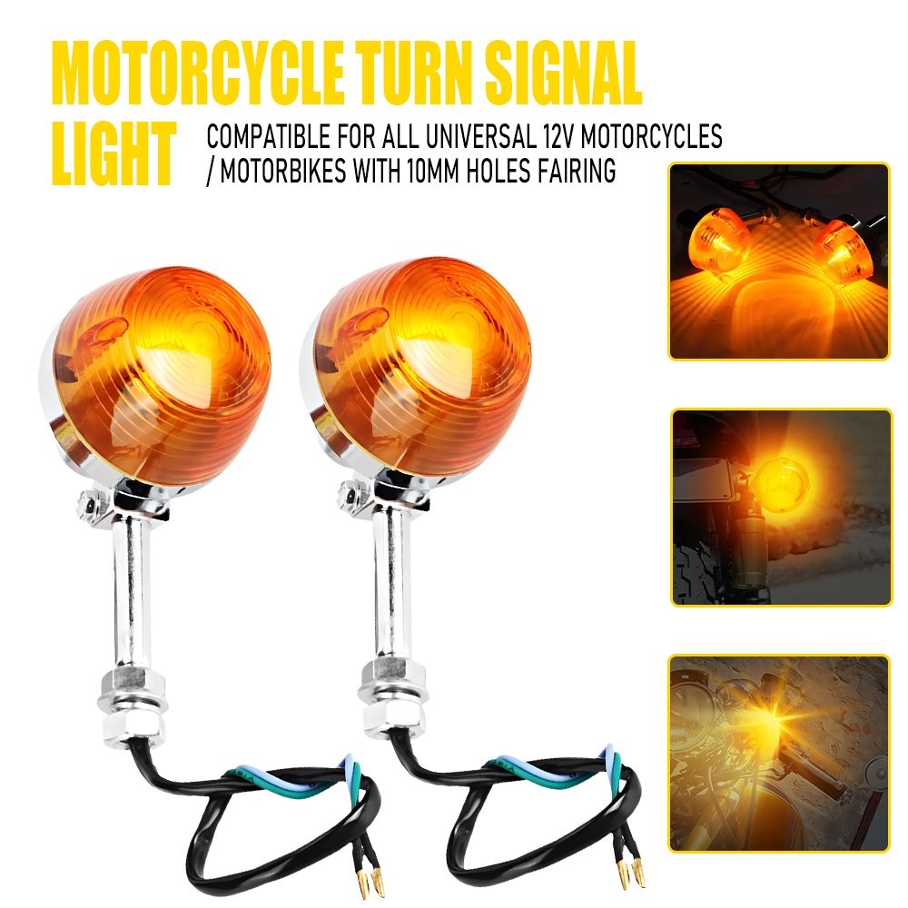 For Honda CT70 CT90 XL100 CB350 CM400 Amber Pair Turn Signal Indicators Light EA