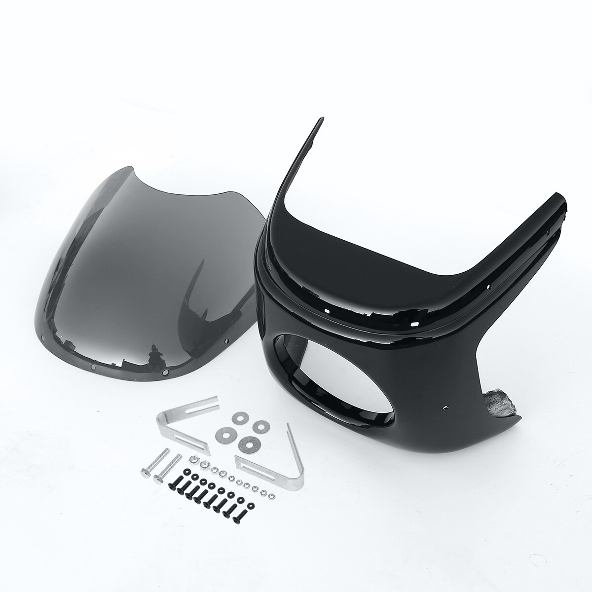 Motorcycle 7″ Round Headlight Headlamp Light Fairing Smoke Windshield Windscreen