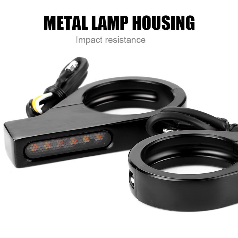 2x LED Motorcycle Turn Signal Blinkers Light 12V For 39-41mm Fork Mount Clamp