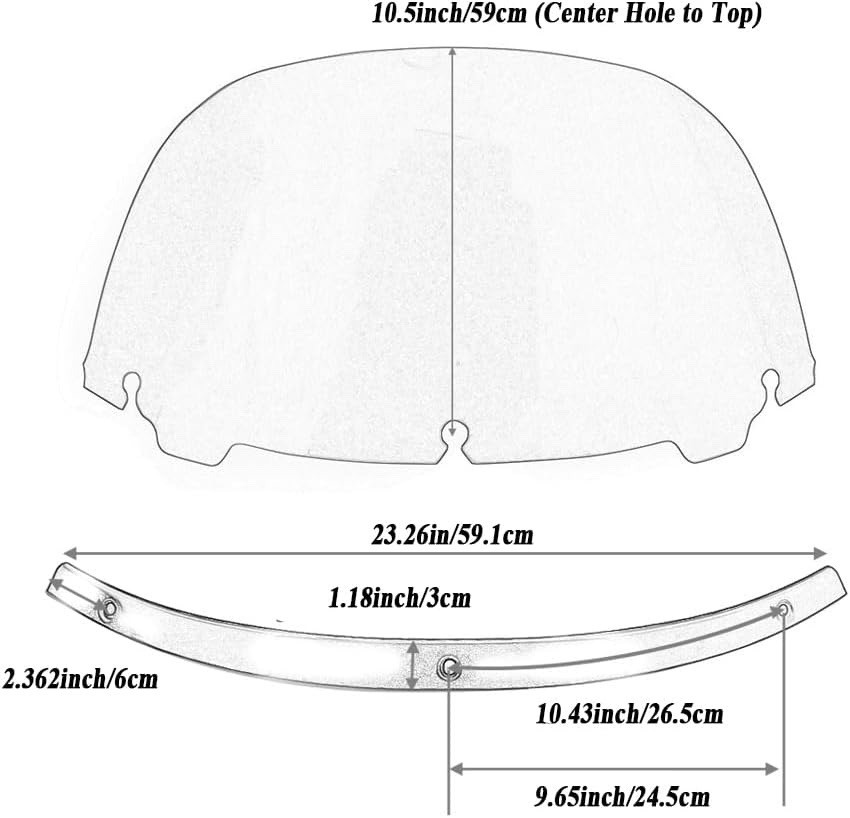 10.5” Smoke Windshield Gloss Black Trim Fit 2014-2024 Harley Touring FLHT FLHX +